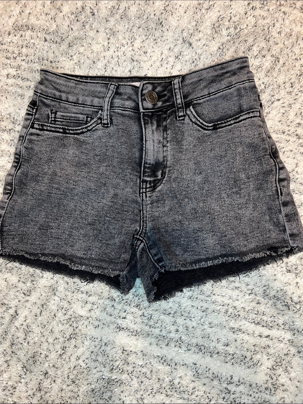Women’s High-Waist Washed Black Denim Shorts